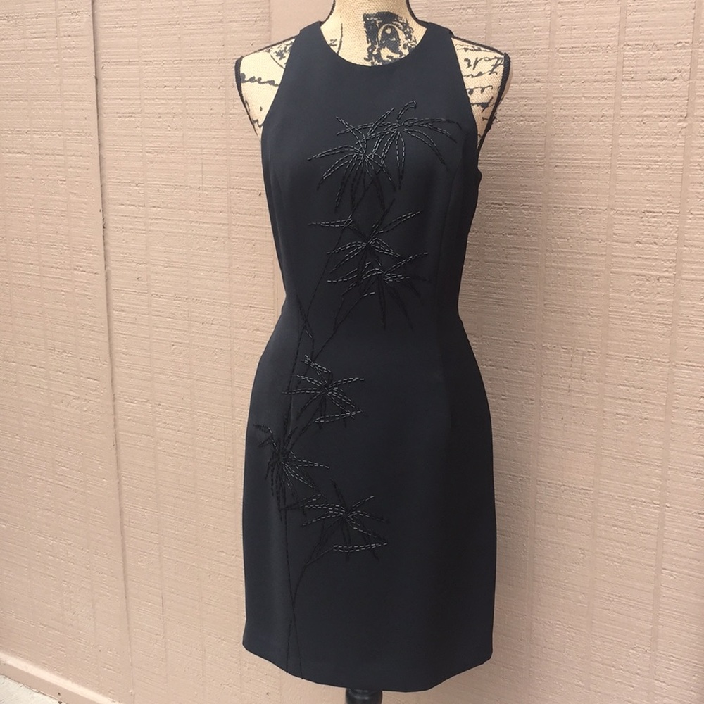 Sz 8 Vintage Marie St Clair Embroidered LBD EUC